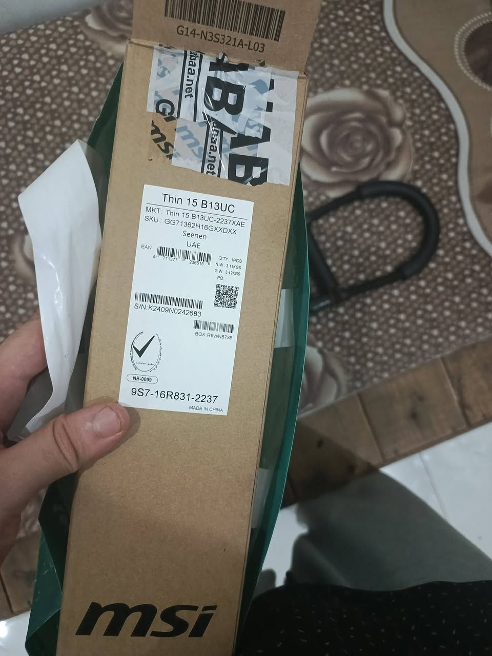 السلام عليكم 
لابتوب كيمنك MSI 
Intel® Core i7-13620H
NVIDIA RTX 3050 Max-Q 4GB DDR6 
512GB SSD , 16G RAM
15.6" FHD 144Hz IPS 
نظافه ممتازه اخو الجديد كامل ملحقات 
سعر الشراء 1,250,000
سعر البيع 1,000,000 قفل 
مكاني بغداد - الحريه 
رقمي ***********
