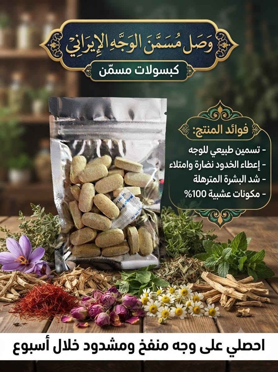 وداعاً للنحافة.. واهلاً بالجمال الطبيعي! ✨
​احصلي على وجه ممتلئ وجذاب مع مسمّن الوجه الإيراني الأصلي.
​🌿 سرّكِ في علبة:
​التركيبة: أعشاب طبيعية 100% وآمنة.
​الفوائد: تسمين طبيعي للخدود، شد البشرة المترهلة، ونضارة فورية.
​النتيجة: وجه منفخ ومشدود خلال أسبوع فقط!
​💫 اختاري الطبيعة.. اختاري الجمال الفارسي
الطلب واتس اب ***********
متوفر خدمة توصيل لكافة محافظات العراق 🚗🚗
