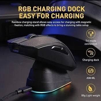 🖱️ ماوس الألعاب الاحترافي DAREU A950 Starry (Triple Mode Wireless Gaming Mouse) – الخيار الخارق للقيمرز مع قاعدة شحن RGB مغناطيسية!
🚀 المميزات والمواصفات التفصيلية الشاملة:

🔹 ثلاث طرق للتوصيل (3-in-1 Connection):
لاسلكي 2.4GHz: اتصال فائق السرعة وبدون أي تأخير (Zero Lag) مخصص لألعاب الـ FPS والتنافس العالي.
بلوتوث (Bluetooth 5.0): لربط سريع وسهل مع أجهزة اللابتوب، الأيباد، والهواتف الذكية بدون الحاجة لدونجل.
سلكي (Type-C): كابل مرن وشديد التحمل للشحن والاستخدام المباشر بنفس الوقت.

🔹 قاعدة شحن مغناطيسية متطورة (RGB Charging Dock):
شاحن مغناطيسي أنيق وسهل الاستخدام تثبت عليه الماوس بضغطة واحدة.
مزود بمؤثرات إضاءة RGB مميزة تضفي لمسة جمالية فخمة على السيت أب.
يحتوي على منفذ مخصص لتركيب مستقبل الـ 2.4G بالقرب من الماوس لضمان أفضل قوة إشارة.

🔹 حساس ألعاب استثنائي (AIM-WL Gaming Sensor):
دقة استشعار تتراوح من 400 وتصل حتى 12,000 DPI لحركة خاطفة ودقيقة.
سرعة تتبع تصل إلى 300 IPS وتسارع 35G لضمان دقة التنشين والاستجابة اللحظية.
استهلاك طاقة منخفض جداً (2.3mA) يوفر أقصى أداء مع الحفاظ على البطارية.

🔹 تقنية KBS II وسويتشات معمرة:
مفاتيح مجهزة بتقنية (Key Balance System II) لضمان ضغط متوازن وبدون أي مسافة هدر (0 Button Idling).
مفاتيح ميكانيكية معمرة بعمر افتراضي ضخم يصل إلى 50 مليون نقرة.

🔹 بطارية ضخمة وعمر تشغيل طويل:
بطارية ليثيوم مدمجة بسعة 930mAh.
تدوم حتى 12 يوماً متواصلاً في وضع الـ 2.4G اللاسلكي.
تدوم حتى 30 يوماً متواصلاً في وضع البلوتوث.

🔹 تصميم ارگونومي وخفيف الوزن (88g Lightweight):
وزن مثالي وموزع بدقة (88 غرام فقط) لتقليل إجهاد معصم اليد أثناء ساعات اللعب الطويلة.
سطح معالج بملمس ناعم ومقاوم للانزلاق والبصمات (Starry Black Design) يمنحك ثباتاً تاماً أثناء التحريك السريع.

🔹 شريط إضاءة ديناميكي (RGB Lighting): إضاءة RGB جانبية قابلة للتخصيص وتتفاعل مع وضع التشغيل ومستوى البطارية.

🔹 توافق شامل ومباشر: يدعم العمل بسلاسة عبر جميع الأنظمة (Windows XP / 7 / 8 / 10 / 11, Mac OS, Android, iOS).

🔹 محتويات العبوة: ماوس DAREU A950 + قاعدة الشحن المغناطيسية RGB + دونجل 2.4G + كابل Type-C + دليل المستخدم.

اقم *********** 
📦 السعر: 35 الف فقط
🖱️ ماوس الألعاب الاحترافي DAREU A950 Starry (Triple Mode Wireless Gaming Mouse) – الخيار الخارق للقيمرز مع قاعدة شحن RGB مغناطيسية!
