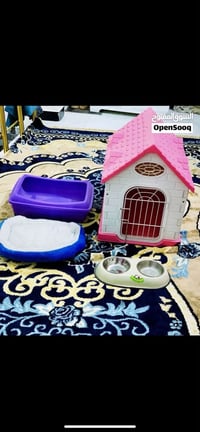 بيت حيوان كبير • فراش قطني كبير • لتر بوكس وسط