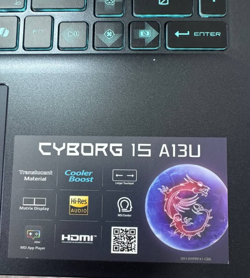 💻 للبيع MSI Cyborg 15 🖤

جهاز قوي وأنيق، استعمال قليل جدًا وحالته فوق  ممتازة هو والجديد سوة ✨

🔹 الموديل: MSI Cyborg 15 A13UDX
🔹 المعالج: Intel Core i5-13420H
🔹 الرام: 16GB RAM
🔹 التخزين: 512GB SSD
🔹 كرت الشاشة: NVIDIA RTX 3050 6GB
🔹 الشاشة: 15.6” FHD IPS
🔹 معدل التحديث: 144Hz ⚡
🔹 اللون: Translucent Black 🖤
🔹 الجهاز نظام تشغيل مفعل بي ومنصبة بي فقط ورد واكسل ولا مره مستخدمتهم🥲
🔹 الشاحن الأصلي موجود 

📌 حالة الجهاز: نظيف جدًاجداً واستعماله 
قليل، وما مستخدمته هواي.

وياة قاعدة تبريد تحافظ على حرارة لابتوب مال شركة Havit

💰 السعر: 850,000 دينار قابل للتفاوض بشكل بسيط

التواصل
***********
