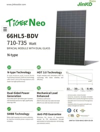 ألواح شمسية • Jinko Tiger Neo • ٧١٠–٧٣٥ واط