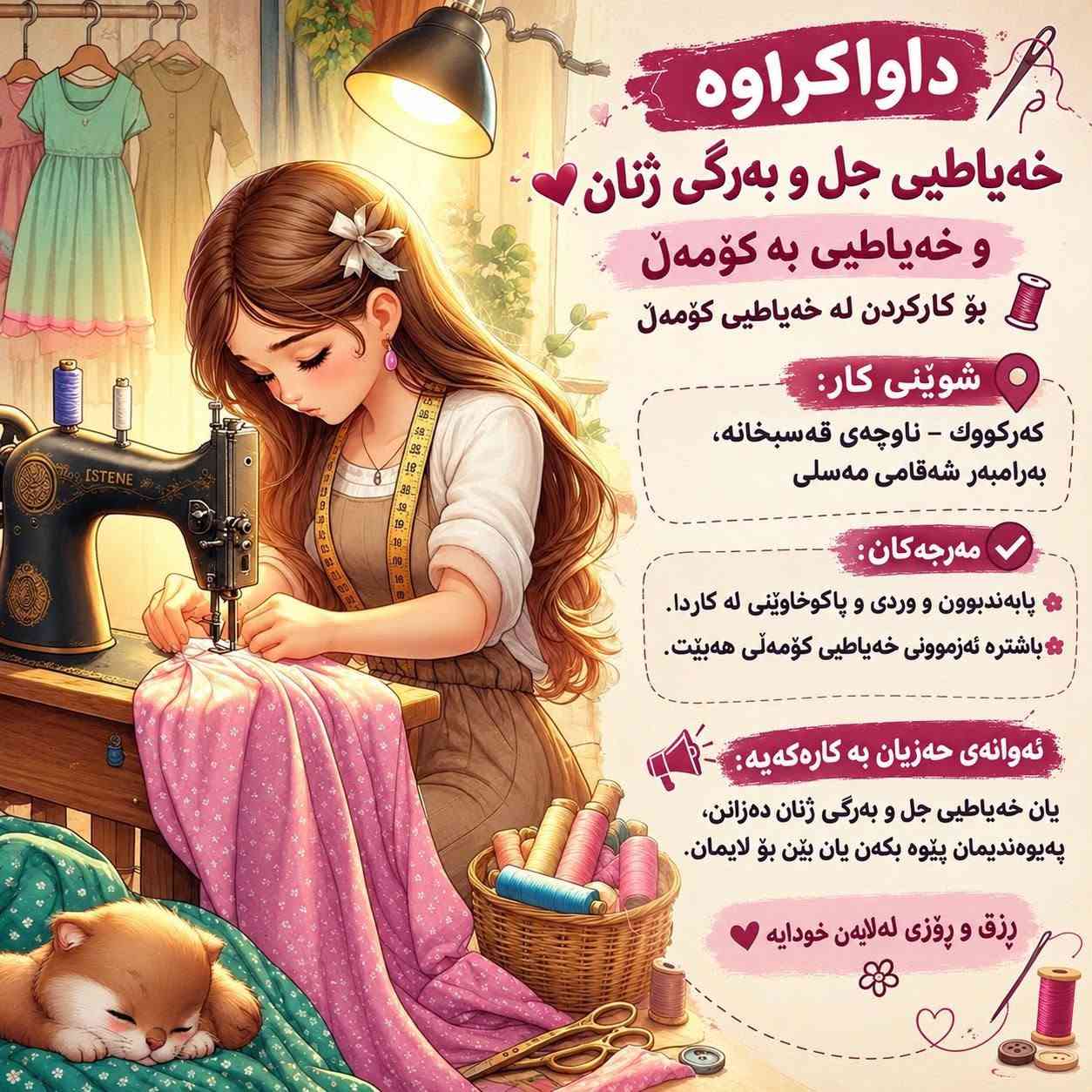 مطلوب خياطات • كركوك قصب خانه • خياطة جملة