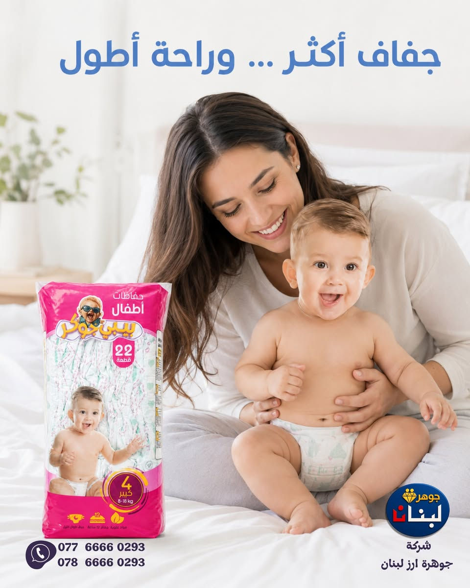 📣 **صاحب محل أو مجمع تجاري؟**
وفّر **حفاضات بيبي جوكر** على رفوفك واستفد من عروض الجملة لدى الوكيل الحصري في ذي قار، **شركة جوهرة أرز لبنان**.

🚚 **لدينا مندوبون يغطّون جميع مناطق محافظة ذي قار.**

📍 الناصرية – منطقة الواحة – طريق سيد خضير – قرب بنزين خانة أرض السواد

📞 اتصال وواتساب:
***********
***********
