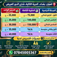 تدريس خصوصي • رياضيات عربي إنكليزي • بغداد الحرية الثانية