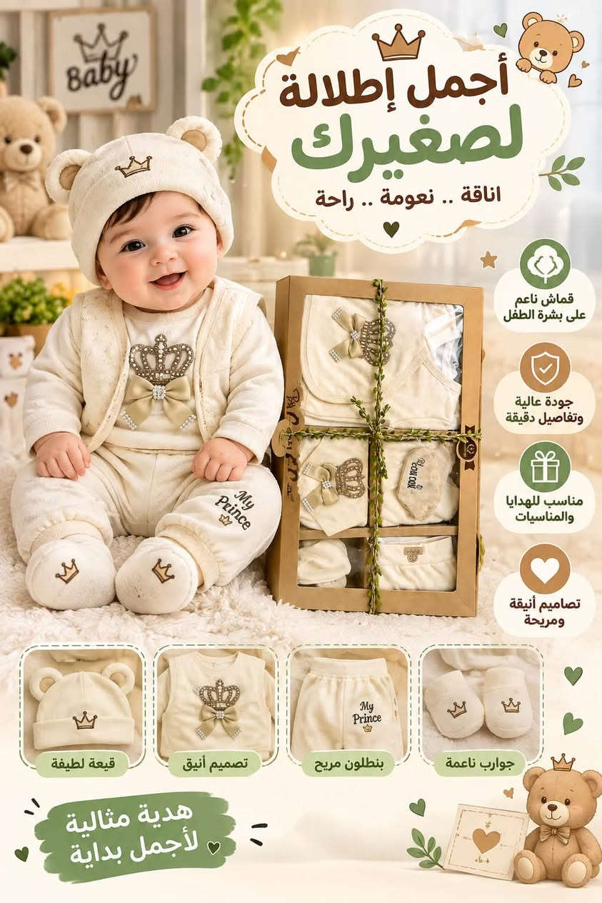 توفرت ملابس الأطفال جميلة (الحجز مراسلة الصفحة او الاتصال على رقم *********** وتوصيل مجانا وكل لبس وسعرها )🔥🤍👍🏻🚚

نص مكتوب في الصور:
- CLEMENS راحة وأناقة لطفلك أجمل إطلالة لصغيرك ناعم .. مريح .. عملي قماش ناعم على بشرة الطفل جودة عالية وتفاصيل دقيقة مريح فى الحركة تصميم أنيق وجذاب مناسب من عمر 0 - 12 شهر تطريز ناعم ومميز CLEMENS CLEMENS LEMENS LEMENS CLEMENS راحة وأناقة في كل تفصيلة خفيف الوزن سهل الارتداء سهل الغسل يدوم لفترة أطول CLEMENS
- أجمل إطلالة لصغيرك أناقة .. نعومة .. راحة قماش نعم على بشرة الطفل جودة عالية وتفاصيل دقيقة مناسب للهدايا والمناسبات تصاميم أنيقة ومريحة قبعة لطيفة تصميم أنيق بنطلون مريح جوارب ناعمة هدية مثالية لأجمل بداية
- chicco Design & Best Quality SAWA BABY No.1 ORIGINAL For Baby & Kids أجمل إطلالة لصغيرك راحة ... نعومة ... جودة خامة قطنية ناعمة مريح على البشرة جودة عالية مناسب للهدايا طقم متكامل (روب + بنطلون + قبعة + نعال) قبعة ناعمة روب أنيق بنطلون مريح نعال ناعم راحة طفلك تبدأ من هنا chicco
- Baby Biss Baby & Kids Fashion أجمل إطلالة لصغيرك أناقة .. راحة .. جودة قماش ناعم على بشرة الطفل جودة عالية وتفاصيل دقيقة مناسب للمناسبات والأعياد تصاميم أنيقة وعصرية ربطة عنق أنيقة قميص مع قيست قماش مريح بنطلون مريح Little Gentleman الإطلالة أنيقة في كل مناسبة متوفر بمقاسات مختلفة