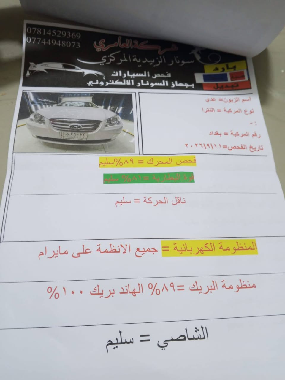 السلام عليكم فقط اليريد جديد يعني شركه شرط ريحه الشركه بيهه النترا.  2011 رقم بغداد ماشيه 28 الف حقيقي كلشي موضح بالسونار  السعر 140 ***********
