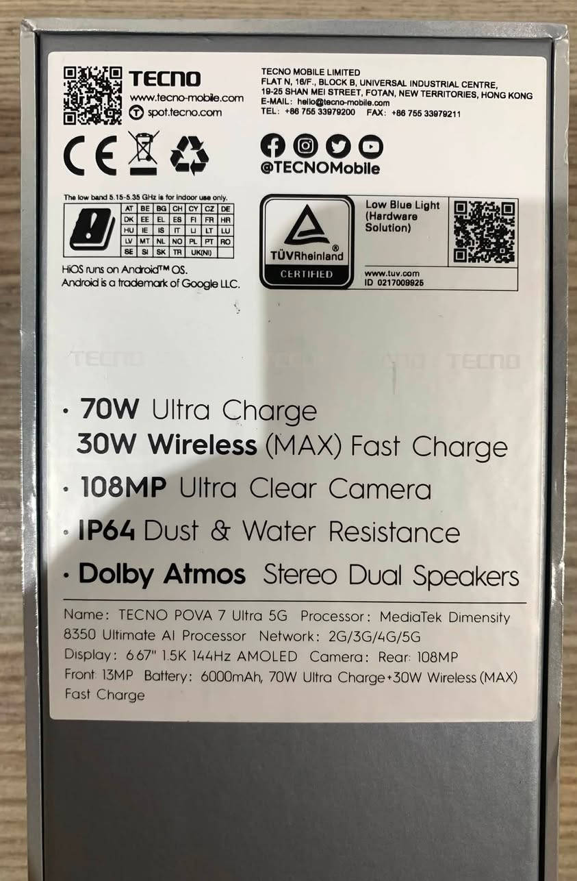 Tecno pova 7 ultra 5g

جهاز اخو الجديد للبيع. داخل ضمان شركة الجبال
المواصفات
الذاكرة : 256
الرام : 24
الكامرة الخلفية : 108MP
الكامرة الامامية : 13MP
البطارية : 6000mAh، مع شاحن 70W اصلي
يدعم الشحن اللاسلكي 30W
المعالج : MediaTek Dimensity 8350 
السماعات : استريو
ليد خلفي 
الشاشة : 144H, 1.5k AMOLED

مع الملحقات الاصلية كاملة ( كارتون وشاحنة )

وكفر اصلي ويا الجهاز وكفر هدية 
العنوان : موصل
التواصل واتساب فقط ***********
السعر : 400 الف دينار عراقي
او مراوس مع ايفون 13 عادي
