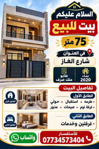 شارع الغاز • ٧٥م • ٣ غرف