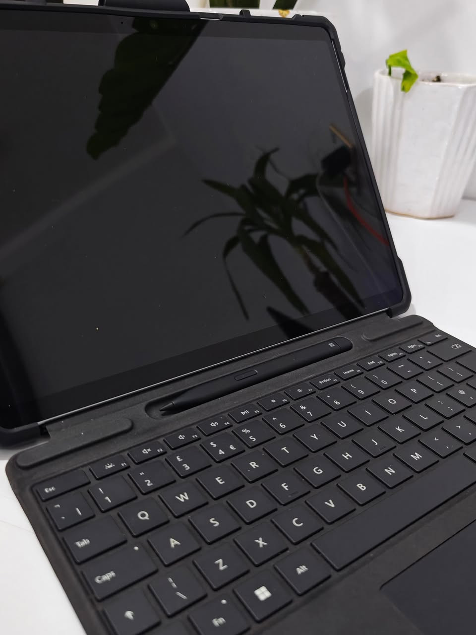 🌟 للبيع: أحدث جيل من سيرفس برو - Microsoft Surface Pro 11 (Copilot+ PC)

*اللون رصاصي
* المعالج: Qualcomm Snapdragon X Plus بـ 10 أنوية، مع وحدة NPU للذكاء الاصطناعي (أداء فائق وسرعة استجابة).
* الذاكرة (RAM): سعة 16GB LPDDR5x لأداء سلس في تعدد المهام.
* التخزين: 256GB SSD (فائق السرعة وقابل للإزالة/التطوير).
* الشاشة: شاشة لمس PixelSense Flow مقاس 13 بوصة، دقة 2.8K (2880x1920)، بمعدل تحديث 120Hz لتجربة بصرية فائقة السلاسة.
* البطارية: عمر بطارية استثنائي يصل إلى 14-15 ساعة من الاستخدام المتواصل.
* الكاميرا: كاميرا أمامية بدقة 1440p (Quad HD) وكاميرا خلفية 10MP تدعم تصوير 4K.
* الاتصال: يدعم أحدث تقنيات Wi-Fi 7 ومنفذي USB-C (USB4).
* نظام التشغيل: Windows 11 Pro الأصلي.
* خاصية Face-ID 
* الحالة : نظيف جدا بدون بوكس
* البطارية 🔋: مشحون 77 مرات

السعر : 
1- الجهاز فقط 1،300،000 مع حافظه UAG اصليه
2- مع كيبورد اصلي 1،450،000 مع حافظه UAG اصليه
3- مع كيبورد و قلم اصليات 1،525،000 مع حافظه UAG اصليه

* ضمان اسبوعين

للتواصل والاستفسار: ***********

https://t.me/epic_store2
------------------------------
ملاحظة للمشتري: الجهاز مثالي للمهندسين، المبرمجين، والطلاب، خاصة مع سهولة فكه وتطوير قرص التخزين فيه.

نص مكتوب في الصور:
- Try "My mouse pointer is too small"
- System > About
- Storage 238 GB
- 72 GB of 238 GB used
- Graphics Card 128 MB
- Qualcomm(R) Adreno(TM)
- X1-85 GPU
- Installed RAM 16.0 GB
- Speed: 8448 MT/s
- Processor
- Snapdragon(R) X 10-core X1P64100 @ 3.40 GHz (3.42 GHz)
- 3.42 GHz
- DESKTOP-U95LFC0
- Microsoft Surface Pro, 11th Edition
- Device specifications
- Device name DESKTOP-U95LFC0
- Processor Snapdragon(R) X 10-core X1P64100 @ 3.40 GHz (3.42 GHz)
- Installed RAM 16.0 GB (15.6 GB usable)
- Device ID 3172049D-B784-47DF-B365-B6F6EDAF6C8E
- Product ID 00356-06315-09871-AAOEM
- System type 64-bit operating system, ARM-based processor
- Pen and touch Pen and touch support with 10 touch points
- Related links Domain or workgroup System protection Advanced system settings
- Windows specifications
- Edition Windows 11 Home
- Version 25H2
- Installed on 7/27/2026
- OS build 26200.8457
- Serial number OF384TT24343KV
- Q Search
- attery report
- COMPUTER NAME DESKTOP-U95LFC0
- SYSTEM PRODUCT NAME Microsoft Corporation Microsoft Surface Pro, 11th Edition
- BIOS 175.222.235 02/23/2026
- OS BUILD 26100.1.arm64fre.ge_release.240331-1435
- PLATFORM ROLE Slate
- CONNECTED STANDBY Supported
- REPORT TIME 2026-08-13 03:54:16
- Installed batteries
- Information about each currently installed battery
- BATTERY 1
- NAME SurfaceBattery
- MANUFACTURER SWD
- SERIAL NUMBER 0231314429
- CHEMISTRY LION
- DESIGN CAPACITY 46,530 mWh
- FULL CHARGE CAPACITY 42,890 mWh
- CYCLE COUNT 77
- Recent usage
- Power states over the last 7 days