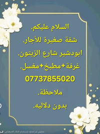 شقة صغيرة • أبو دشير شارع الزيتون • غرفة+مطبخ