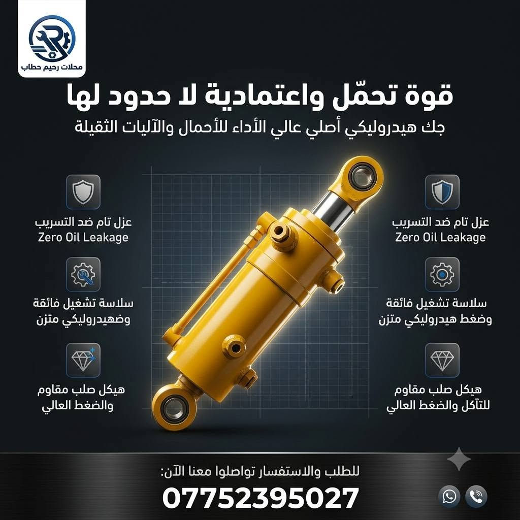 توفر لكم محلات رحيم حطاب تشكيلة واسعة ومتكاملة من الجكات والسلندرات الهيدروليكية الأصلية بجميع المقاسات، الأطوال، وطاقات الرفع لتناسب كل احتياجاتكم:
​🔹 أحجام متعددة وأشواط رفع مختلفة: من القياسات الصغيرة للمساحات الضيقة إلى الجكات الطويلة للخدمة الشاقة.
🔹 عزل تام ضد التسريب: مزودة بسيلات وحلقات إحكام أصلية تضمن منع تهريب الزيت وثبات الضغط 100%.
🔹 هيكل فولاذي متين: مقاوم لأقصى درجات الضغط العالي والاحتكاك ليدوم معك عمراً تشغيلياً أطول.
🔹 أداء انسيابي: رفع وتنزيل سلس وآمن تماماً تحت أثقل الأحمال دون أي هبوط مفاجئ.
​🏆 الاعتمادية والأداء الأصلي تضمنها دائماً مع محلات رحيم حطاب.
​📞 للطلب، معرفة القياسات المتوفرة، أو الاستفسار عن الأسعار: تواصلوا معنا مباشرة عبر الاتصال أو الواتساب:
📲 ***********
​#محلات_رحيم_حطاب #جك_هيدروليك #هيدروليك #معدات_ثقيلة #اليات_ثقيلة #قطع_غيار #جكات_هيدروليكية #العراق #بغداد #معدات_صناعية #شغل_ثقيل #صيانة_هيدروليك
