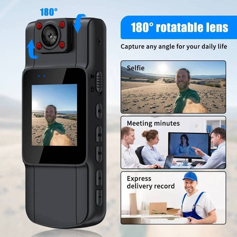 اخير قطعه بقت فول HD1080 بكسل كامره توثيق ومغامرات تصوير صور وفيديو اول تم ب٢٠ ومتوفر توصيل @إشارة إشارة إلى الأصدقاء 󱢏

نص مكتوب في الصور:
- 180° Full HD 1080 180° 180° Rotation Lens Magnetic suction back clip Video Photo Recording
- 180° 180° rotatable lens Capture any angle for your daily life Selfie Meeting minutes Express delivery record
- 1/4"-20 SCREW COMPATIBLE WITH BRACKETS