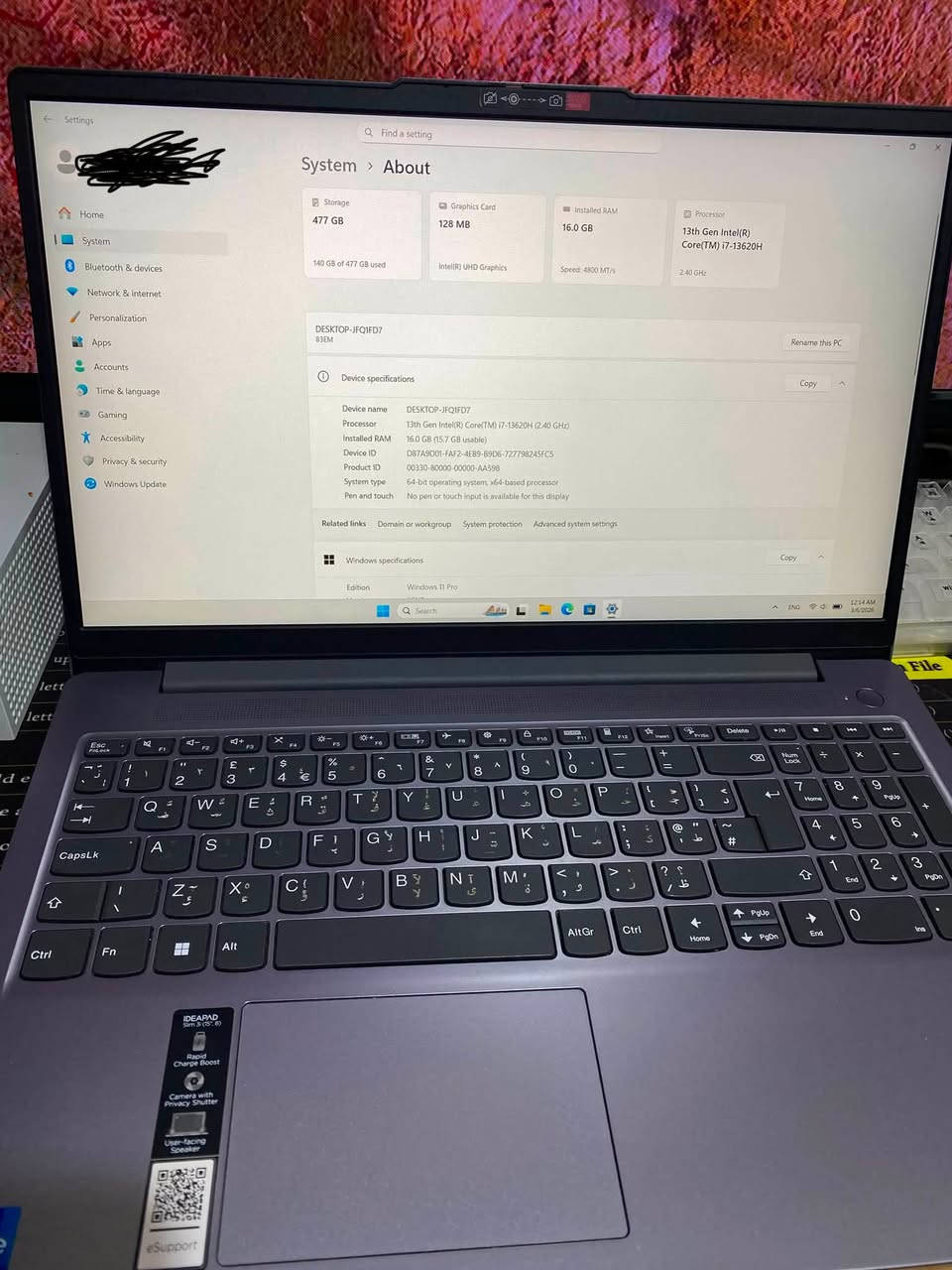 لابتوب للبيع Lenovo IdeaPad Slim 3i، المعالج i7-13620H من الجيل الثالث عشر، رام 16GB، هارد 512GB SSD، شاشة 15.6 إنش، كاميرا بغطاء خصوصية، شحن سريع، ومنافذ USB 3.0 وUSB-C وHDMI وقارئ بطاقات SD. الجهاز ممتاز للبرمجة والتصميم والبرامج الهندسية والاستخدام اليومي.
السعر: 800 
موقعي بالبصرة 
للتواصل ***********
