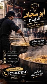 أبو سجاد الطباخ • أعراس وولائم • تجهيز حسب الطلب