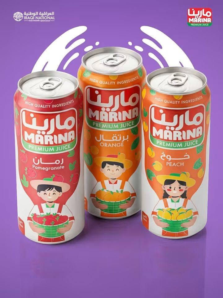 السلام عليكم
مندوب الشركة العراقية الوطنية للصناعات الغذائية
قاطع الدورة
مارينا زجاج
مارينا معدني
ريان زجاج غازي
هندرين عصير معدني 
هندرين زجاج ٢٠٠ مل
هندرين معدني غازي
هندرين كعة
للطلب والاستفسار التواصل عالرقم
***********

نص مكتوب في الصور:
- New LOOK
- من بغداد الى كل العراق نشكر ثقتكم خدمة العملاء 6586 العراقية الوطنية IRAQI NATIONAL
- خدمة العملاء
- 6586
- جديد
- بطعم الطبيعة
- Hindrin العراقية الوطنية IRAQI NATIONAL للصناعات الغذائية - FOOD INDUSTRY
- النوع
- شراب
- The Raw
- Material
- Tin
- Can
- The
- Weight
- 180 ml
- Quantity
- 24 PCS
- in Box
- On
- Pallet
- 288
- PCS
- هندرين برتقال شراب IRAQI NATIONAL GROUP مجموعة شركات العراقية الوطنية الصناعية والتجارية محدودة المسؤولية العراقية الوطنية IRAQI NATIONAL FOOD INDUSTRY Order Now 6586
- RAYAN اخذها باردة Order Now 6586 IRAQI NATIONAL GROUP
- RAYAN
- كولا يبردد يووومك
