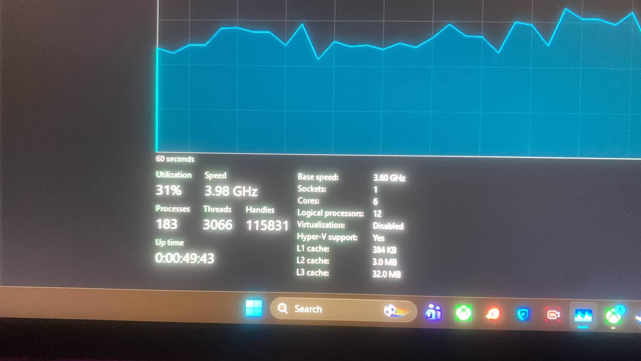 السلام عليكم للبيع Pc
رايده 600 قفل 
وياه موس وكيبورد وسماعه 
وشاشه سامسونك 75 هيرتز
مكاني زيونه 
رقم الاتصال 
***********

نص مكتوب في الصور:
- مركز صحي بسماية الاول
- الشموس, Iraq
- حتى دمي مرقط  جیلان البشیر
- Ups zeuz 1500
- Mouse
- Keyboard
- Mouse bad
- Pc :
- R5 3600
- 6500XT
- Ram 2*8 olye RGB 3600
- B450
- M.2 512 Lexer
- 550w
- Case 6Fan RGB
- Reply
- zhraa6040 1d
- 60 seconds Utilization 31% Speed 3.98 GHz Processes 183 Threads 3066 Handles 115831 Up time 0:00:49:43 Base speed: 3.60 GHz Sockets: 1 Cores: 6 Logical processors: 12 Virtualization: Disabled Hyper-V support: Yes L1 cache: 384 KB L2 cache: 3.0 MB L3 cache: 32.0 MB Search
- Run new task AMD Ryzen 5 3600 6-Core Processor 100%
- Memory composition In use (Compressed) 8.6 GB (730 MB) Available 7.3 GB Committed 15.6/24.9 GB Cached 7.5 GB Paged pool 453 MB Non-paged pool 442 MB Speed: 3600 MT/s Slots used: 2 of 2 Form factor: DIMM Hardware reserved: 89.9 MB Search