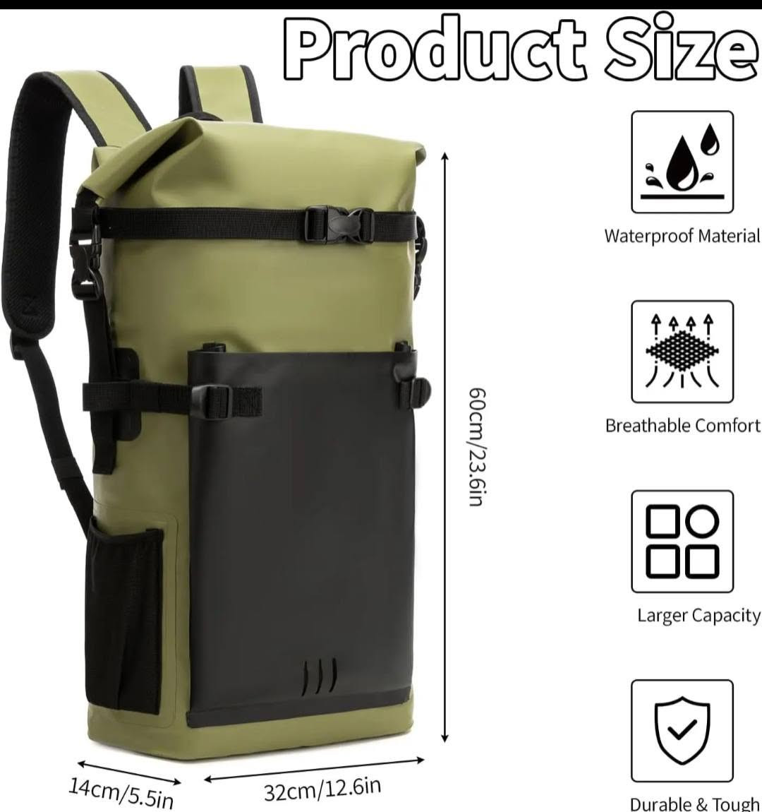 جتطة 25 لتر أوروبى اصلى جديد
25 الف 
توصيل موجود

نص مكتوب في الصور:
- IPX6 Stormproof Waterproof
- Test waterproof performance before use; do not fully submerge!!!
- Adventure-Ready Waterproof Backpack
- Fine Stitching Craftsmanship
- Buckle Style
- Comfort Shoulder Straps
- Side Mesh Pocket
- Multi-Purpose Attachment Straps
- Premium Heat-Sealed Welding
- Product Size Waterproof Material Breathable Comfort Larger Capacity Durable & Tough 60cm/23.6in 14cm/5.5in 32cm/12.6in
- WET/DRY READY
- Dry & Wet Separation Pocket
- Keeps wet/dirty clothes separate from clean items; bottom drainage holes for airflow and water release
- Large-Capacity Inner Compartment
- Easily holds travel essentials like clothes, shoes, skincare items, and more—all in one bag