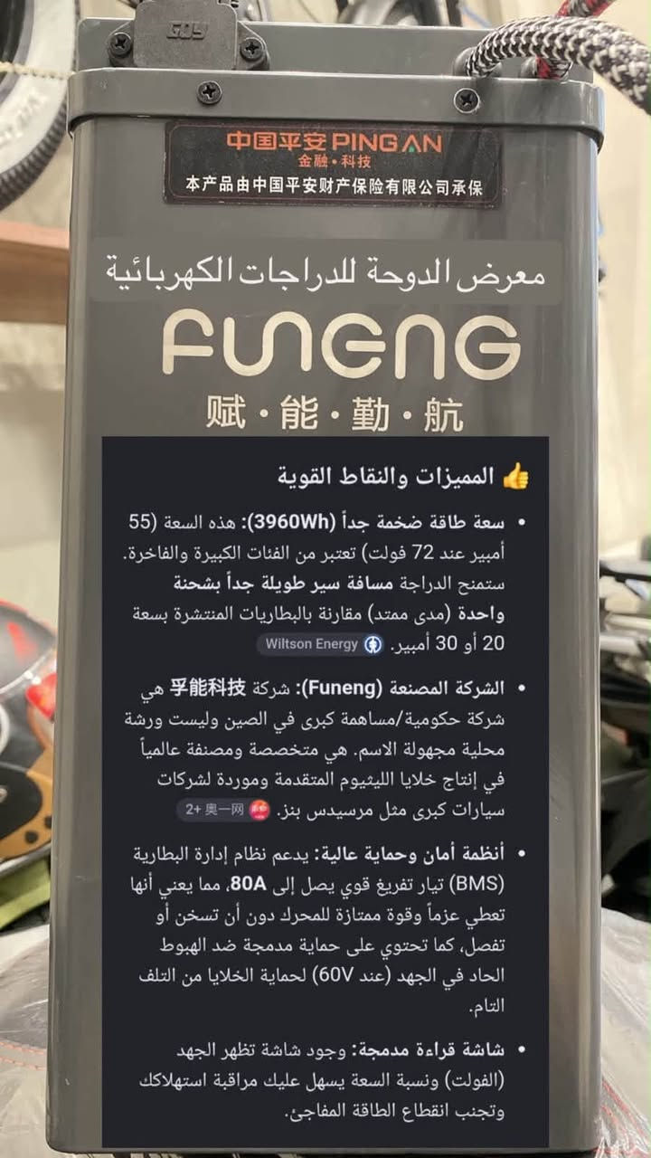 معرض الدوحه للدراجات الكهربائيه
فرع زيونه يقدم لكم
دراجه Huodi 
بموديل WS
بماطور 3000 w من ماركه Huodi
ببطاريه ليثيوم فوسفات الحديد 55 Ah84V 
موقعنا زيونه شارع الربيعي مقابل مول الجوهره فرع مختبر اوئل الربيعي
للاتصال 
***********
***********

