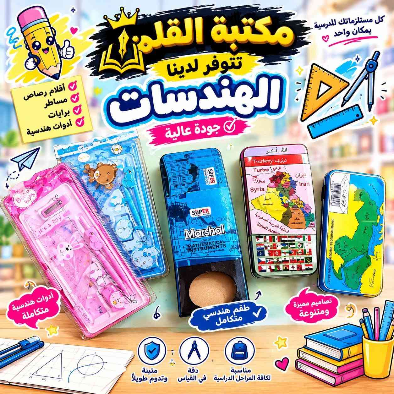 متوفر لدينا تشكيلة حلوة ومتنوعة من محفظات الأقلام📚✏️
ألوان وأشكال مختلفة وبأسعار مناسبة جدًا 💰

📍 مكتبة القلم
📌 بغداد الكرخ – الخطيب الزراعي - شارع السايدين قرب صيدلية نخبة بغداد 
📞 ***********
📲 واتساب وتلكرام: مكتبة القلم

