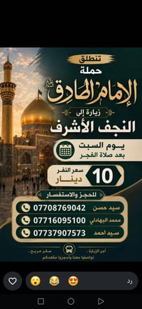النجف الأشرف • حملة الإمام الصادق • انطلاق السبت
