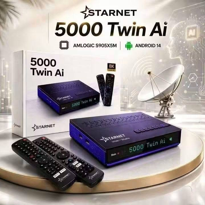 🔥🚀 عاد الوحش من جديد وبقوة أقوى من قبل 🚀🔥
📡✨ متوفر الآن لدى معرض النرجس للستلايت ✨📡
استعد لتجربة خرافية مع الجهاز اللي قلب الموازين بعالم السات والـ IPTV 😎🔥
إبداع وتقنية حديثة من Star Net 💎⚡
الجهاز المنتظر وصل أخيراً وبمواصفات جبّارة تخليك بعالم ثاني من السرعة والثبات 👑
━━━━━━━━━━━━━━━━━━ 🔥 Star Net Twin 5000 – 4EVER Edition 🔥 ━━━━━━━━━━━━━━━━━━
🧠 أداء خارق وتقنيات مستقبلية ⚡ معالج Amlogic S905X5 العملاق 🚀 4× ARM Cortex-A55 بسرعة 2.8GHz 🎮 GPU Mali-G310 فائق القوة 🤖 AI Upscaling لتحسين جودة الصورة ✨ Neural Rendering لصورة أنقى وأذكى
━━━━━━━━━━━━━━━━━━ 💾 سرعة وأداء بدون حدود ✔️ RAM 4GB LPDDR4 ✔️ ذاكرة داخلية 64GB eMMC ✔️ دعم كارت ميموري عالي السرعة 🎮 Boost للألعاب 📺 نظام QMS لثبات الصورة وسلاسة العرض
━━━━━━━━━━━━━━━━━━ 📺 صورة سينمائية وصوت احترافي 🎥 تشغيل 8K / 4K UHD / 10-Bit 🔊 Dolby Audio بصوت نقي وقوي 📡 تشغيل قناتين بنفس الوقت (PIP) 📊 حفظ أكثر من 20,000 قناة
━━━━━━━━━━━━━━━━━━ 🌐 اتصال سريع وثابت 📶 Wi-Fi ثنائي 2.4GHz / 5GHz 🔵 Bluetooth 6.0 ⚡ HDMI 2.1 🔌 LAN عالي السرعة 🛰️ Tuner S2X Multi-Stream
━━━━━━━━━━━━━━━━━━ 🎮 راحة وتحكم ذكي 🎙️ أوامر صوتية احترافية 🕹️ عدد 2 ريموت بلوتوث 📺 شاشة ديجيتال لعرض اسم القناة
━━━━━━━━━━━━━━━━━━ 📂 دعم التطبيقات والصيغ ✔️ دعم m3u / m3u8 🎬 Netflix ▶️ YouTube 📘 Facebook وغيرها من التطبيقات بكل سلاسة 🔥
━━━━━━━━━━━━━━━━━━ 🎁 الاشتراكات المرفقة 🔥
📡 الشيرنج: ✔️ Forever Max لمدة 24 شهر ✔️ Jossat Bundle مفتوح
📺 IPTV لمدة 3 سنوات: 🔥 Nova 🔥 Marvel 🔥 Mega 🔥 Dragon 🔥 Maven 🔥 Cobra 🔥 Joy 🔥 Cute وغيرها الكثير 😍
🔊 الصوتيات والترجمات: ✔️ Forever – 24 شهر ✔️ Jossat – مدى الحياة ✔️ Zoom – مفتوح ✔️ Nova – مجاني
━━━━━━━━━━━━━━━━━━ 📦 محتويات العلبة 🎮 2 ريموت بلوتوث صوتي 🖱️ ماوس وايرلس هدية 🎁 🔌 كيبل HDMI 4K ⚡ أدابتور 12V 🔋 بطاريات
━━━━━━━━━━━━━━━━━━ 🔥 القوة + الأداء + الثبات = جهاز أسطوري 🔥
📦 توصيل متوفر إلى جميع محافظات العراق 🇮🇶
📲 للحجز والاستفسار عبر الخاص أو الاتصال على الرقم: 📞 ***********
💬 للتواصل واتساب مباشرة: https://wa.me/7712524420
📢 لا تنسون الاشتراك بقناتنا ليصلكم كل جديد وحصري من عالم السات والأجهزة الحديثة 🔥📡
رابط قناة: https://t.me/ns_sat3

نص مكتوب في الصور:
- STARNET 5000 Twin Ai AMLOGIC S905X5M ANDROID 14
- STARNET DIGITAL SATELLITE RECEIVER 5000Twin Ai FIRST TIME WITH AI RAM 4GB Android TV 14 Google Voice H.265 HEVC UBD 4K YouTube Bluetooth IPTV DVB T2 DVB S2 dlna 5G Wi-Fi
- STARNET DIGITAL SATELLITE RECEIVER TWIN 5000 DIGITAL SATELLITE RECEIVER 2026 NEW MODEL 4K ULTRA HD RAM 4GB STORAGE 64GB VOICE REMOTE SUPPORTS VOICE COMMANDS DOLBY AUDIO PREMIUM QUALITY WIFI 5G BUILT-IN 4K ULTRA HD RESOLUTION AI AI POWERED SMART EXPERIENCE 5G WIFI UPSCALE AI ANDROID TV 14 FOREVER 24 MONTHS Google Voice H.265 HEVC 4K DVB S2
- STARNET DIGITAL SATELLITE RECEIVER 5000Twin Ai FIRST TIME WITH AI RAM 4GB Android TV 14 Google Voice H.265 HEVC 1000 4K DBV-T2 DVB-S2 dlna 5G
- STARNET 5000 Twin AI DIGITAL SATELLITE RECEIVER AI 8K ULTRA HD HDMI 4GB/64GB YouTube ANDROID
- عوده الوحش من جديد STARNET | 5000 Twin Ai أملوجيك، S905 X5، معالج جديد وقوي جدا. الرامات: 4 جيجا من نوع DDR4 السريع. الذاكرة الداخلية: 64 جيجا من نوع EMMC فائق السرعة. android 14 نظام التشغيل: أندرويد 14، مرقى بأحدث أنظمة الأمان. المنصات الترفيهية (مكتبة لا تنتهي): * أبولو (Apollo): لمدة 15 شهرا. * نوفا الأصلي (NOVA): لمدة 3 سنوات. * مارفل (Marvel): لمدة 3 سنوات. * إكس (X): لمدة 3 سنوات. * ميجا (Mega): لمدة 3 سنوات. * دراجون (Dragon): لمدة 3 سنوات. * مافين (Maven): لمدة 3 سنوات. * بالانس (Balance): لمدة 3 سنوات. * كوبرا (Cobra): لمدة 3 سنوات. * جوي (Joy): لمدة 3 سنوات. * كيوت (Cute): لمدة 3 سنوات. 8K ULTRA HD
- STARNET 5000 Twin Ai AMLOGIC S905X5M ANDROID 14 YouTube NETFLIX 64GB 8K ULTRA HD