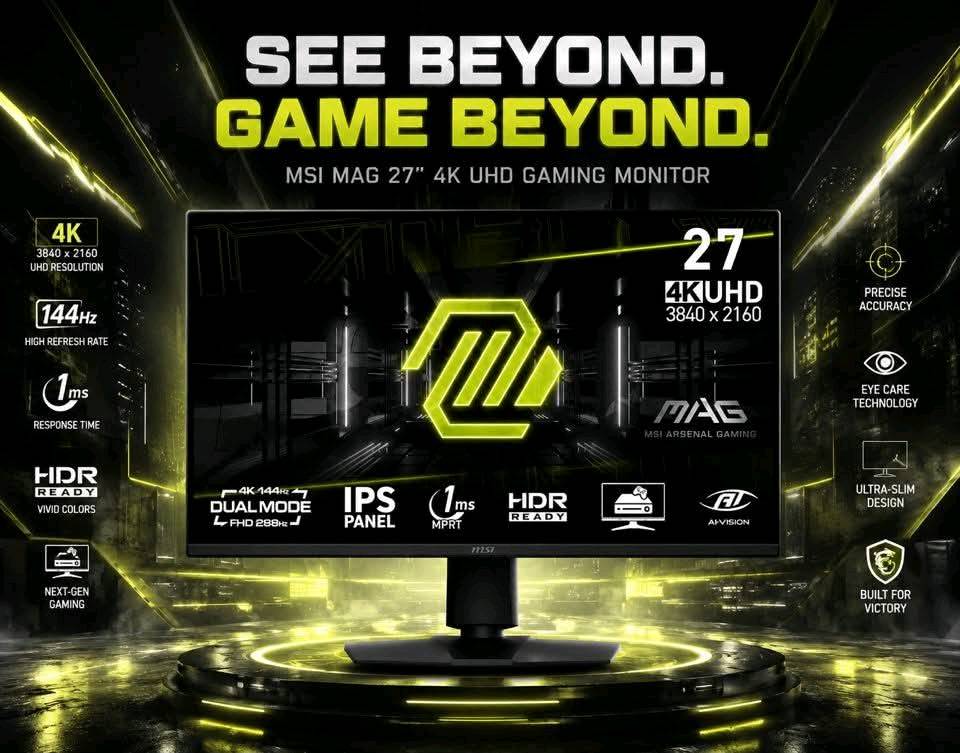 السلام عليكم
شاشة msi 
دقة 4K
هرتز144
البنل ips
الاستجابة 1ms
تقنية vrr
مكاني بغداد