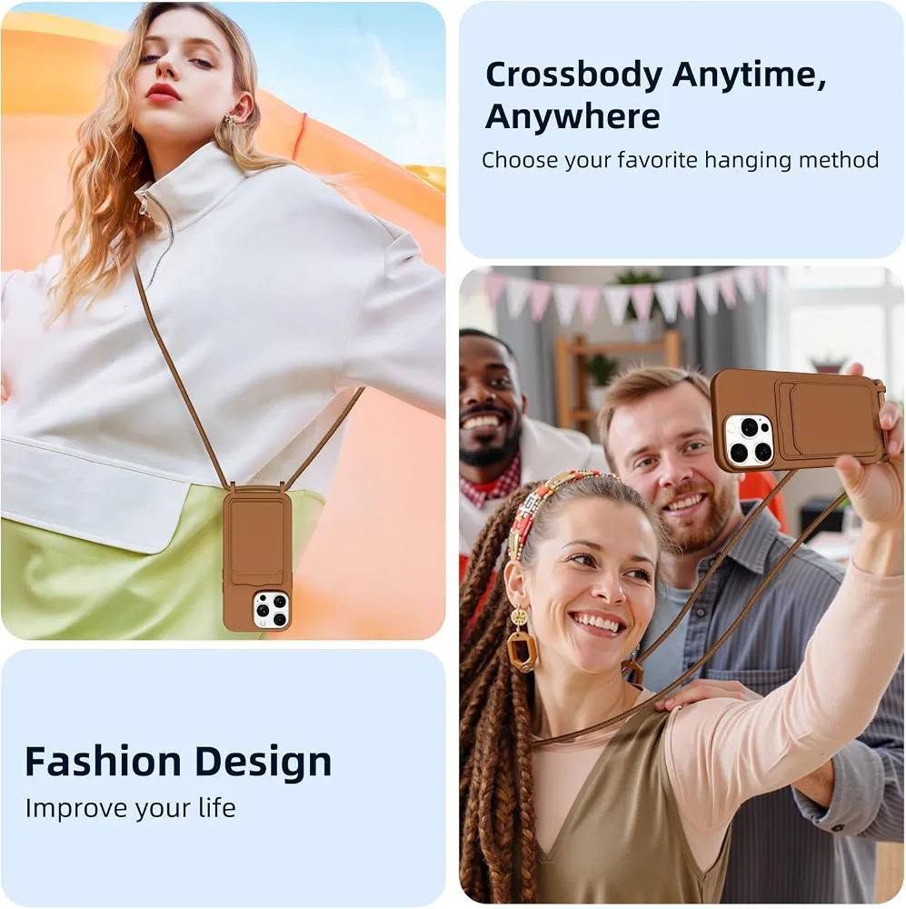 كفرات هاتف ايفون XS مع حامل بطاقات وحبل كروس 
كل الأوان متوفره
اي قطعه الف

نص مكتوب في الصور:
- Upgrade Structure Detachable straps Holds a bank card Adjustable length High quality nylon rope
- Crossbody Anytime, Anywhere
- Choose your favorite hanging method
- Fashion Design
- Improve your life