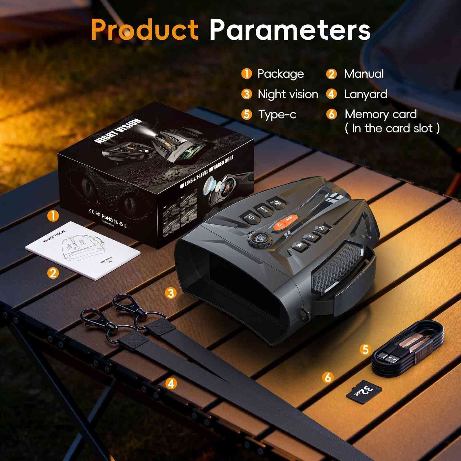 أعلى سعر ابيع

نص مكتوب في الصور:
- 15.8cm/6.22inch 6.9cm/2.72inch 17.1cm/6.73inch
- Product Parameters 1 Package 2 Manual 3 Night vision 4 Lanyard 5 Type-c 6 Memory card ( In the card slot )