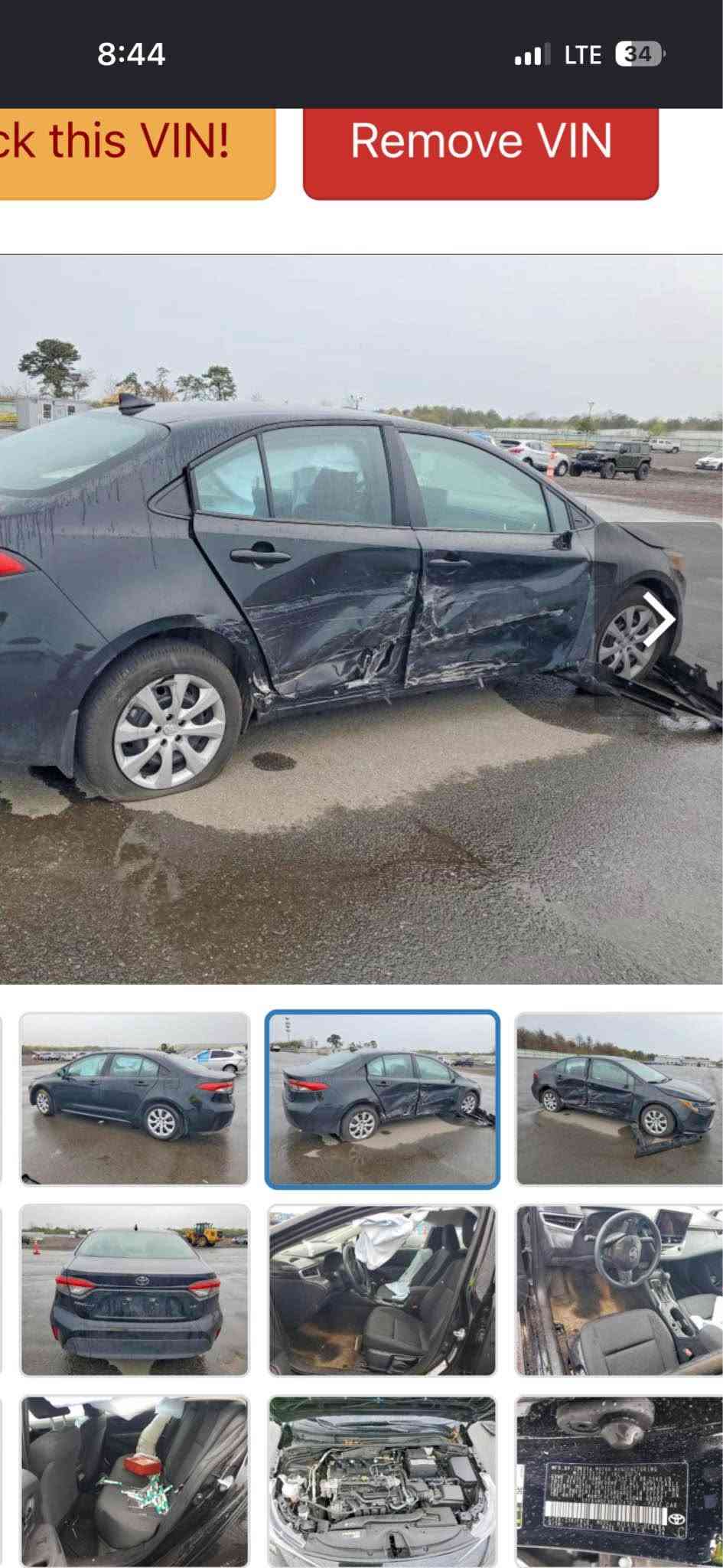 2024 LE. 
2 قطعة امريكي 
2قطعة خليجي  
بجم خلف كبس 
بدون ارباك  
سعر 123 
شراي اتصل *********** أربيل, العراق

نص مكتوب في الصور:
- Full check this VIN! Remove
- 8:44 LTE 34 ck this VIN! Remove VIN
- 8:45 LTE 33 2024 TOYOTA COROLLA BLACK, 5YFB4MDE9RP174162 1. Lot: 52549266 Full check this VIN! Remove VIN
- 8:44 LTE 35 1. Lot: 52549266 Full check this VIN! Remove VIN