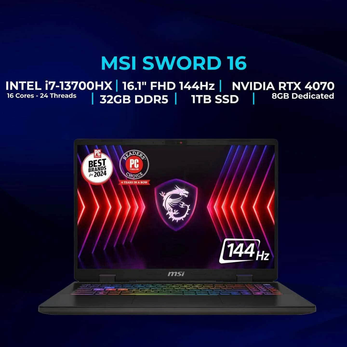 MSI SWORD 16 • RTX 4070 • مستخدم قليل