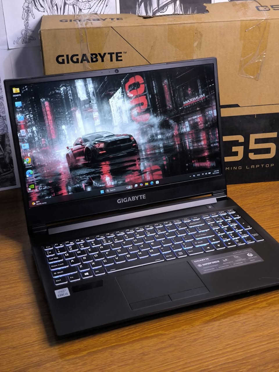 القوية والجميلة من GIGABYTE بكرت شاشة 3060 

GIGABYTE G5 
GPU : NVIDIA GEFORCE RTX 3060 ( 6 GB ) 
CPU : CORE I5 - 10 H 
RAM 16 GB
STORAGE 512 SSD NVMe
Screen 15.6 FHD 144Hz
الجهاز نضافة 97% كامل مع الكارتونة والشاحنة الاصلية 
البطارية 88.98%
كيبورد ضوئي RGB ملون 

مكاني بغداد 
‏‪***********‬‏
