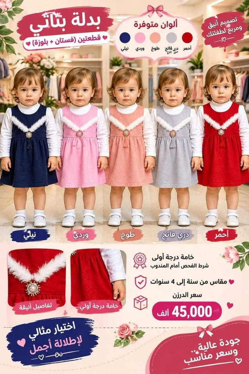 بدله بناتي • قطعتين • مقاس ١-٤