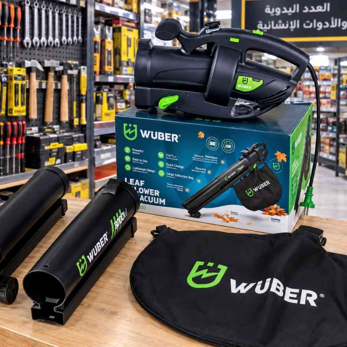 السلام عليكم 🙋 🙋 
بلور حدائق زراعي بولندي👍👍
 جديد لوك غير مستخدم ❤️❤️
سرعة الهواء / 275 كم في الساعة
3000 واط
 شفط 13 م³/دقيقة
فرم بنسبة 10:1
كيس تجميع 35 لتر

فرم الاوراق — لتقليل حجم الأوراق قبل التجميع 
السعر70  الف وتوصيل مجاني

‭***********

نص مكتوب في الصور:
- WUBER
- Rated power:
- 3000W
- Power supply:
- 230-240V~50Hz
- No-load speed:
- 8000-14000rpm
- Mulching ratio:
- 10:1
- Max. air speed:
- 275km/h
- Bag capacity:
- 35L
- 4 functions:
- vacuum cleaner, blower,
- mulching, snow removal
- Powerful
- electric motor
- Variable
- speed
- Cord retention
- hook
- LEAF
- BLOWER
- &VACUUM
- W43420
- Support
- wheels