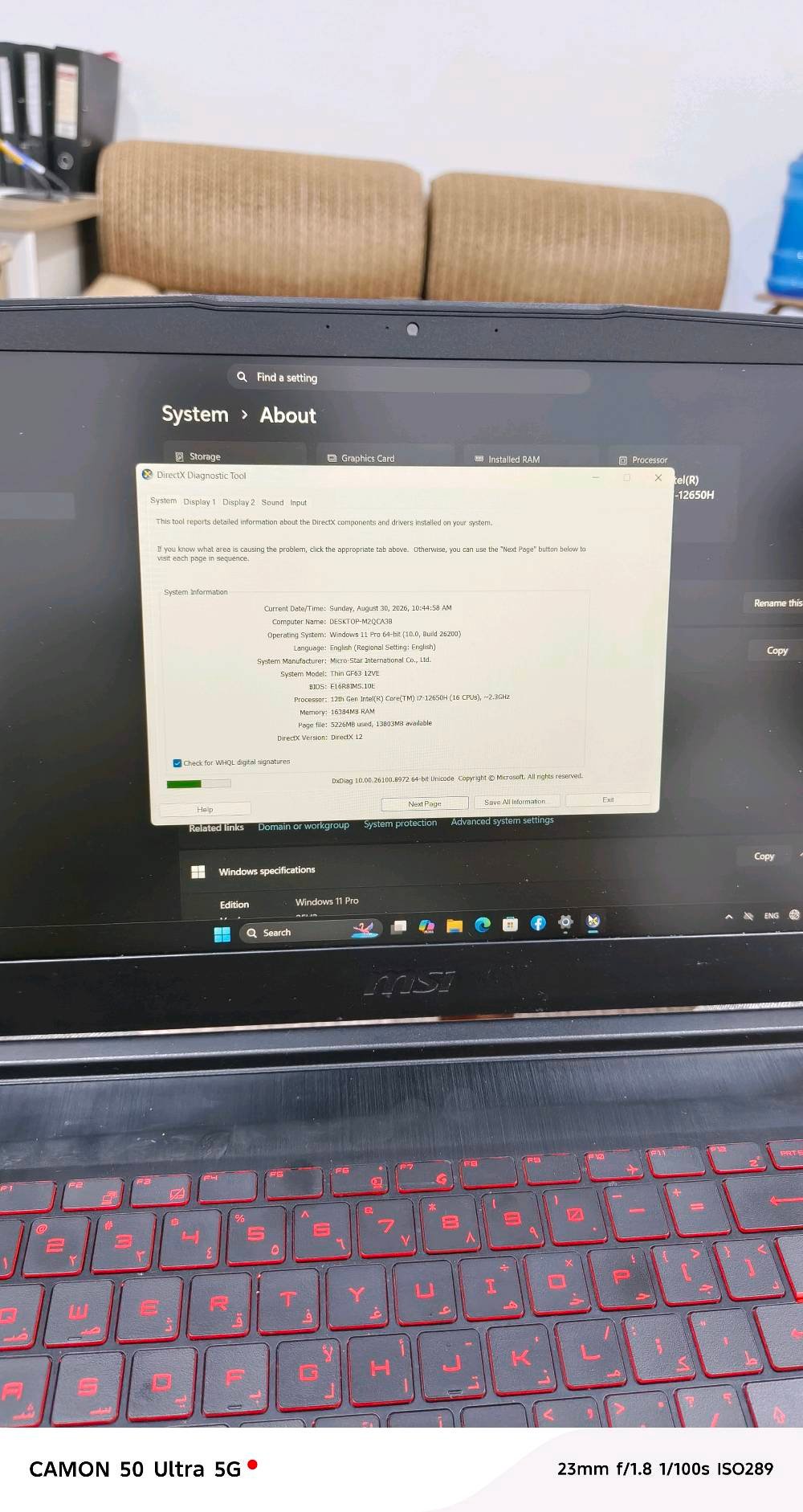 لابتوب ألعاب وتصميم MSI Thin GF63 (نظيف جداً- استخدام شخصي) 🔥
لابتوب قوي وخفيف الوزن يجمع بين الأداء العالي والتصميم الأنيق، مثالي للألعاب الحديثة (Gaming)، برامج الهندسة والتصميم، المونتاج، والعمل الثقيل.

​✨ المواصفات الفنية بالتفصيل:

​الموديل: MSI Thin GF63 12VE

​المعالج: Intel® Core™ i7-12650H (الجيل الثاني عشر - أداء جبار وسريع جداً)

​كرت الشاشة: NVIDIA® GeForce RTX™ 4050 بسعة 6GB GDDR6 (يدعم تقنيات DLSS 3 و Ray Tracing)

​الذاكرة العشوائية (RAM): 16 جيجابايت DDR

​وحدة التخزين: SSD NVMe فائق السرعة بسعة 512GB (الصافي المقروء 477GB)

​الشاشة: 15.6 بوصة بدقة FHD مع معدل تحديث 144Hz وسلاسة عالية في الحركة (IPS-Level) 

​الصوت: صوت نقي عالي الدقة (Hi-Res Audio Ready)

​الوزن والتصميم: تصميم أنيق من الألمنيوم المصقول، نحيف وخفيف الوزن (1.86 كغم فقط)

​💡 الحالة: نظافة ممتازة جداً (استخدام شخصي راقي).

💰 السعر المطلوب: ,1150,000 دينار عراقي (مجال قليل).

​📞 للتواصل والاستفسار على الرقم  ***********