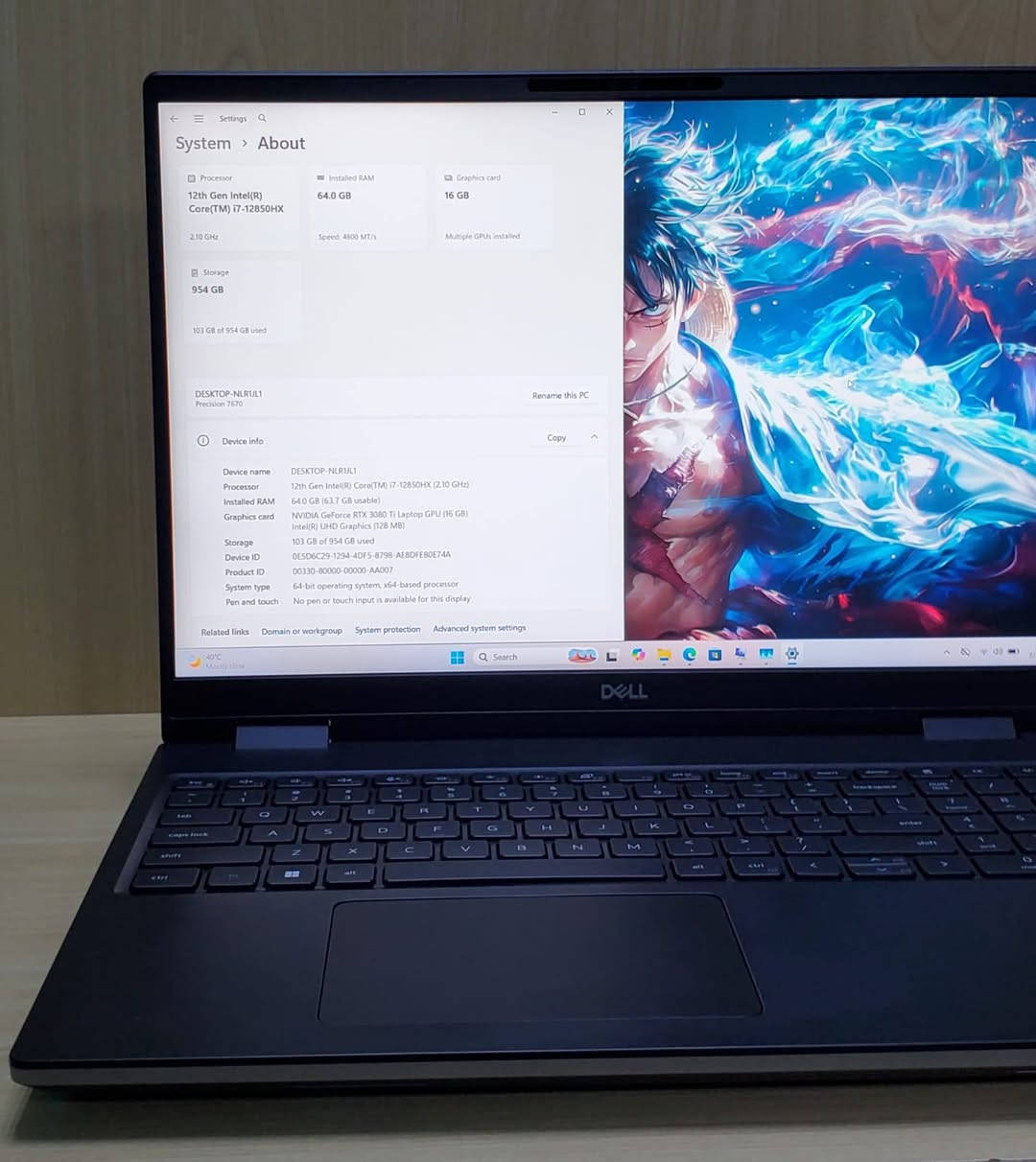 Dell Precision 7670
Intel Core i7 12th

 RAM: 64GB ddr4 

 SSD: 1TB

GRAPHICS: NVIDIA GeForce RTX 3080 (16GB)

السعر مليون 650 الف
***********
