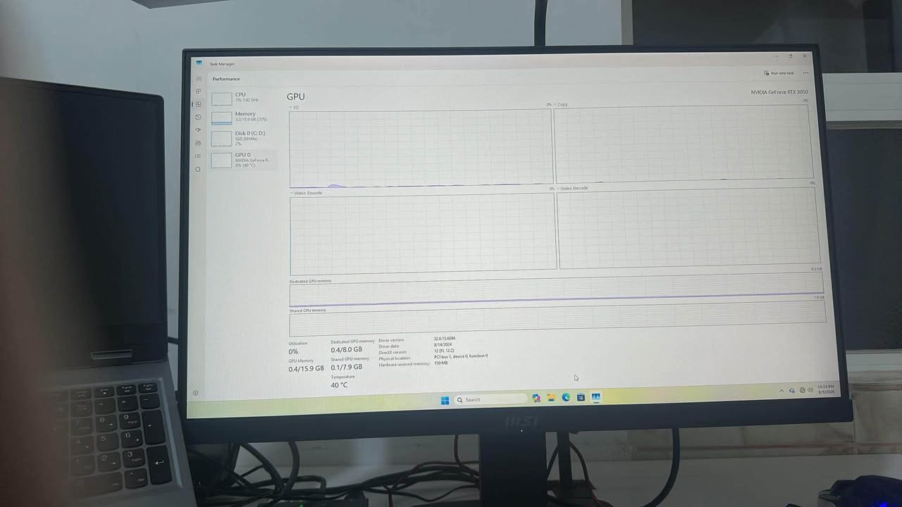 تایبەتمەندییەکان (Specifications):
 پڕۆسێسەر (CPU): Intel Core i5-10400F (6 Cores / 12 Threads)
 کارت شاشە (GPU): NVIDIA GeForce RTX 3060 - 8GB (زۆر بەهێز بۆ یاری و گرافیک و کارنامە)
 ڕام (RAM): 16GB
 هارد (Storage): Samsung SSD 980 1TB NVMe (خێراییەکی یەکجار بەرز)
 سیستەم: Windows 11 Pro چالاککراو
تێبینی:
کەیسەکە زۆر خاوێنە و بە هەموو شێوەیەک تاقی کراوەتەوە، هیچ کێشەیەکی نییە. زۆر گونجاوە بۆ یارییە قورسەکان (Gaming)، پڕۆگرامینگ، و کاری دیزاین و ڕێندەرینگ.
بۆ کڕین یان پرسیار تکایە نامە بنێرن (Messenger) یان پەیوەندی بکەن.***********
380$ أربيل, العراق

نص مكتوب في الصور:
- Settings hiwa khdir hiwakhdir3@gmail.com Home System Bluetooth & devices Network & internet Personalization Apps Accounts Time & language Gaming Accessibility Privacy & security Windows Update Q Find a setting System > About Storage 932 GB 151 GB of 932 GB used Graphics Card 8 GB NVIDIA GeForce RTX 3050 Installed RAM 16.0 GB Speed: 2666 MT/s Processor Intel(R) Core(TM) i5-10400F CPU @ 2.90GHz 2.90 GHz hiwa System Product Name Rename this PC Copy Device specifications Device name hiwa Processor Intel(R) Core(TM) i5-10400F CPU @ 2.90GHz (2.90 GHz) Installed RAM 16.0 GB (15.9 GB usable) Device ID C35684AA-36F9-4FD6-848C-00F557872C2A Product ID 00330-81476-06387-AA916 System type 64-bit operating system, x64-based processor Pen and touch No pen or touch input is available for this display Related links Domain or workgroup System protection Advanced system settings Copy Windows specifications Edition Windows 11 Pro Version 25H2 Installed on 1/16/2026 OS build 26200.7840 Experience Windows Feature Experience Pack 1000.26100.291.0 Microsoft Services Agreement Microsoft Software License Terms CE Q Search 10:16 PM 8/3/2026
- Task Manager Performance CPU 1% 1.72 GHz Memory 3.3/15.9 GB (21%) Disk 0 (C: D) SSD (NVMe) 1% GPU 0 NVIDIA GeForce R... 0% (45°C) Disk 0 (C: D:) Active time Disk transfer rate 60 seconds Samsung SSD 980 1TB 100% 250 MB/s 125 MB/s 0 Active time 1% Average response time 14.2 ms Capacity 932 GB Formatted 932 GB Read speed 0 KB/s Write speed 4.0 KB/s System disk Yes Page file Yes Type SSD (NVMe) Search 10:14 PM 8/1/2026