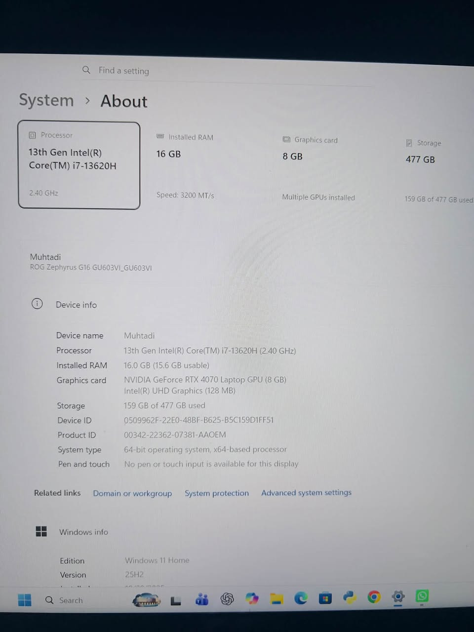 ROG Zephyrus G16 • RTX 4070 • i7-13620H