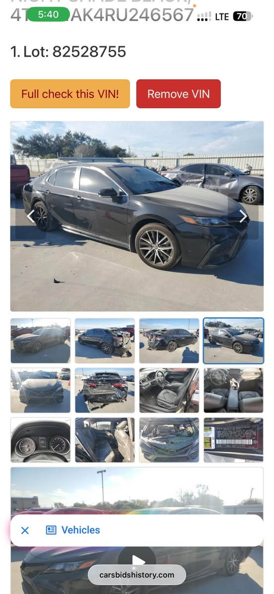 Toyota Camery model 2024
4 parcha sbx be dale be irbag
*********** زاخو, دهوك

نص مكتوب في الصور:
- 4T1C1AK4RU2465671. Lot: 82528755Full check this VIN!Remove VINVehiclescarsbidshistory.com