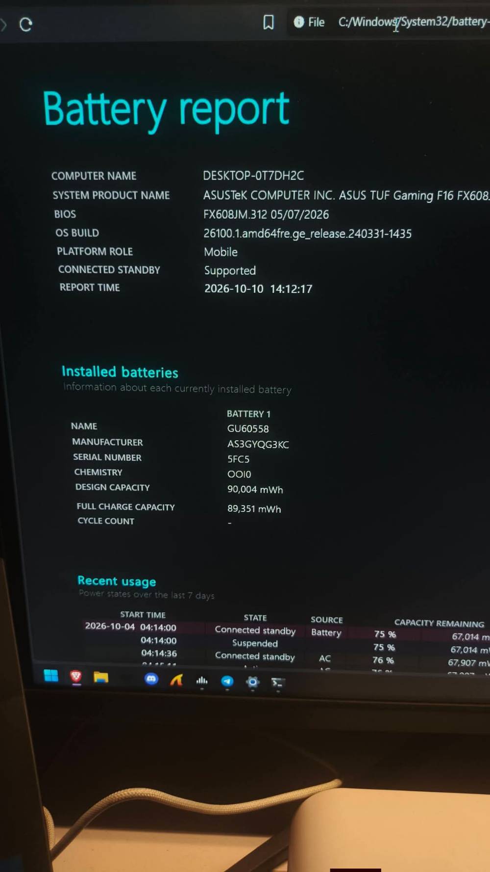 ASUS TUF F16 • i5-13450HX • RTX 5060 8GB