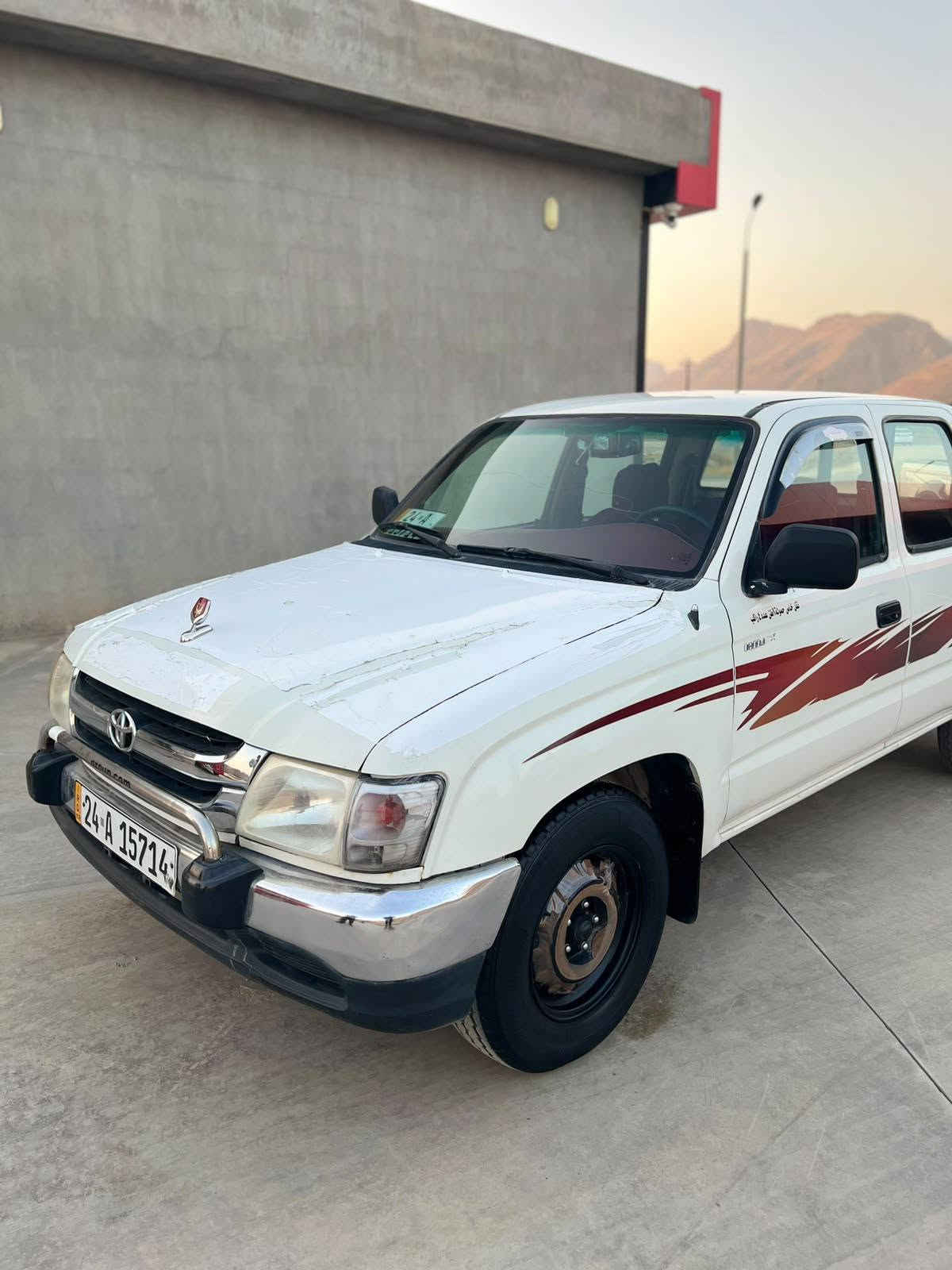 پیکاب  توێتا ئەڕنەب مۆدیل 2001   ناوسور مەکینە سپی پێنج پارچەی بۆایاخە بێ دەعم لێدران زۆر جوان ڕەقەم دهۆک سەنەوی تازە بەسەرچوە گێڕ مەکینە بەشرت شوین چوارقوڕنە 
نرخ 76$
ژ.م***********
*********** رانية, السليمانية

