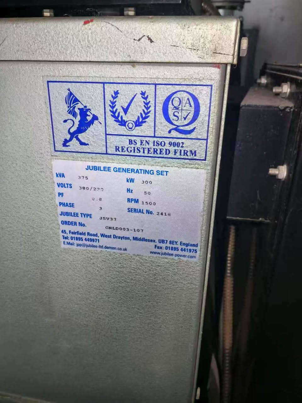 D1241
400KVA
Zero hours 
***********
***********
