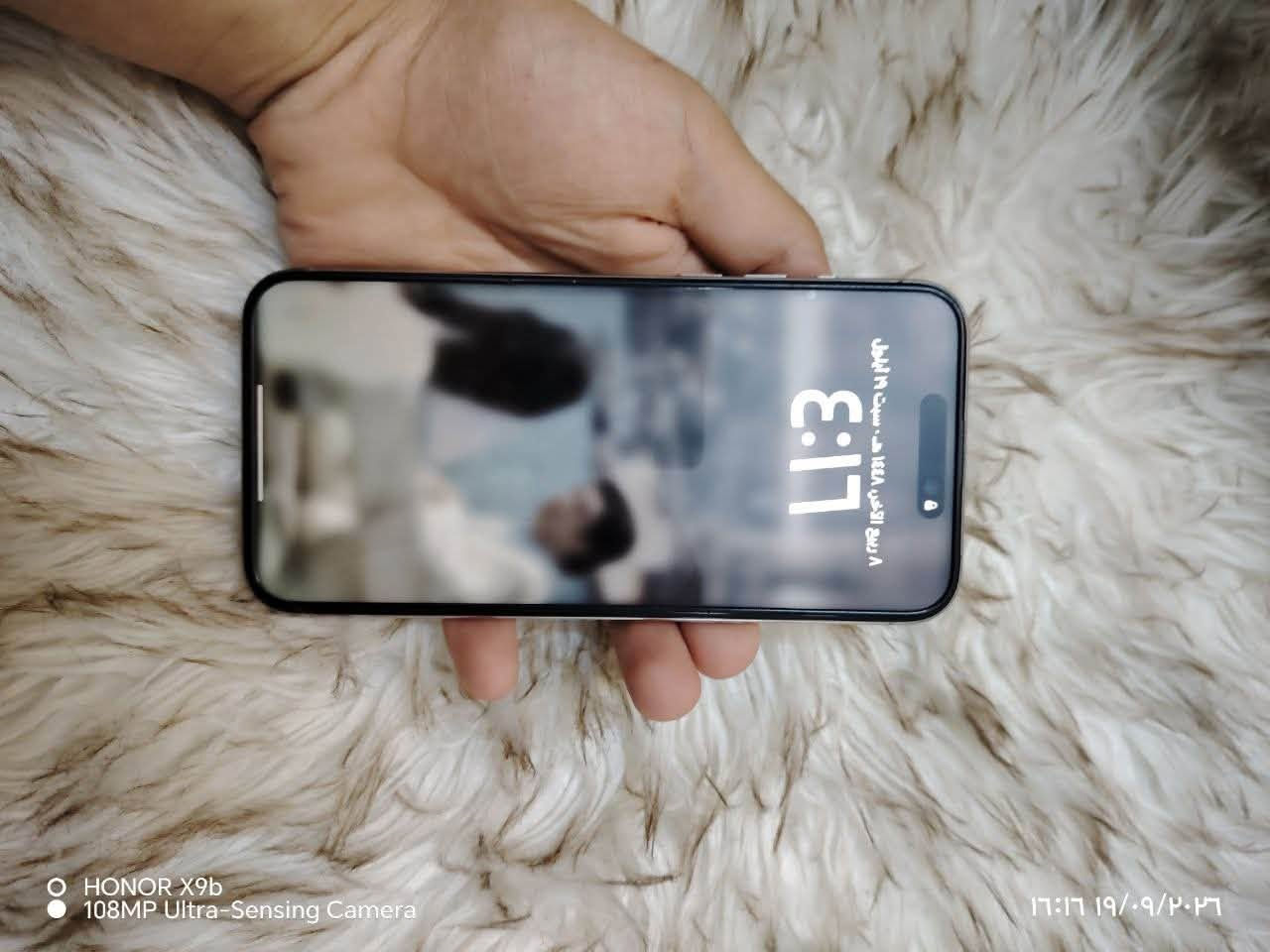 iPhone 15 pro Max 
ذاكره 256
تك سيم 
بطاريه 80
نضافه فول 
مبدل شاشه GX
ا￼حسن نوعيه بل سوك 
السعر خاص و مناسب 

وتساب ***********
￼

نص مكتوب في الصور:
- HONOR X9b 108MP Ultra-Sensing Camera 2023/09/19 16:16
- HONOR X9b
- 108MP Ultra-Sensing Camera
- ١٦:١٦ ١٩/٠٩/٢٠٢٦
- HONOR X9b 108MP Ultra-Sensing Camera 16:46 19/09/2026
- HONOR X9b 108MP Ultra-Sensing Camera 17:16 19/09/2026