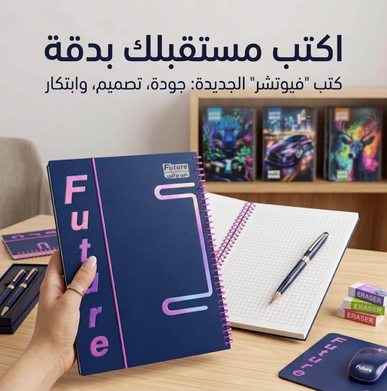 ابدأ عامك الدراسي الجديد بتميز معنا ❤️🏃
📚 مكتبة المعرفة 📚 

#العام_الدراسي 2026 - 2027

وصول دفتر "Future Line" الثلاثي الأقسام ليس مجرد دفتر عادي. بفضل ورقه عالي الجودة بوزن 70 غرام وتصميمه المتقن هو الأداة المثالية لتنظيم أفكارك ورسم طريق نجاحك  تصاميم مختلفة وألوان تفتح النفس أوراق فاخرة وسلك متين يسهل عليك الكتابة متوفرة بمقاسات وتقسيمات متعددة

احجز شكلك المفضل الآن قبل نفاذ الكمية! 🛒💬

                   🌸 #مكتبة_المعرفة_ 🌸 
                        *********** 

----------------------------------

📲 للطلب والتواصل معنا:
واتساب: ***********
فيسبوك: مكتبة المعرفة 
إنستغرام: @ALM00004
تليغرام:@ALM00004
تيك توك :  ALM00040

📍 العنوان: الرمادي - الزراعة - خلف مطعم الدلة .

اهلا وسهلا بزبائننا الكرام🥰.

#قرطاسية #مكتبة #دفاتر #مستلزمات_مدرسية #حقائب #جنط #حاسبات #اقلام #قلم #استنساخ #رسم #ألوان #اصباغ #اكريلك #مطارة #العاب #العاب_تعليمية #ستيكرات #هايلايتر #محفظة #لانج_بوكس #دفتر_سيم #ملاحظات #سبورة_تعليمية #قلم_سبورة #دفتر #سجل

نص مكتوب في الصور:
- صمّم مستقبلك بدقة.
- دفتر Future Line الثلاثي الأقسام.
- اكتب مستقبلك بدقة
- كتب "فيوتشر" الجديدة: جودة، تصميم، وابتكار
- سجّل طموحاتك خطّط لنجاحك