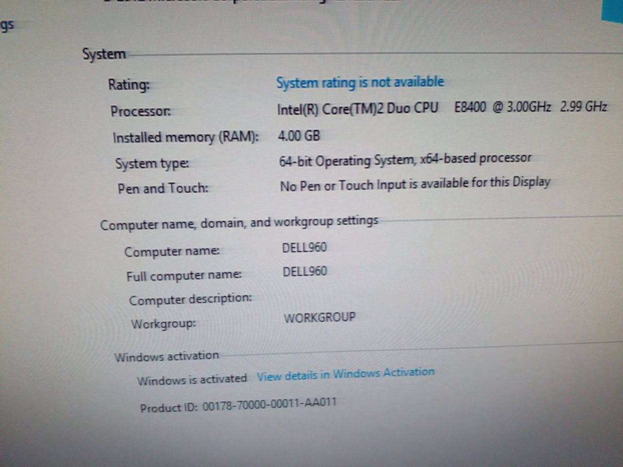 للبيع حاسبة مكتبية سستم DELL  تعمل بشكل ممتاز
شاشة HP  حجم  17
المعالج  انتل  core 2 duo
رام  4G
هارد  320G  HDD 
مشغل اقراص   DVD
ماوس
كيبورد ضوئي
مع كافة الكيبلات  
سعر   55  الف   لايوجد توصيل المكان بغداد شارع فلسطين    ***********

نص مكتوب في الصور:
- System Rating: System rating is not available Processor: Intel(R) Core(TM)2 Duo CPU E8400 @ 3.00GHz 2.99 GHz Installed memory (RAM): 4.00 GB System type: 64-bit Operating System, x64-based processor Pen and Touch: No Pen or Touch Input is available for this Display Computer name, domain, and workgroup settings Computer name: DELL960 Full computer name: DELL960 Computer description: Workgroup: WORKGROUP Windows activation Windows is activated View details in Windows Activation Product ID: 00178-70000-00011-AA011
- Memory Channel Mode = Single Memory Technology = DDR2 DIMM_1 Size = *** DIMM slot empty *** DIMM_3 Size = *** DIMM slot empty *** DIMM_2 Size = 2 GB DIMM_4 Size = 2 GB Processor Information Processor Type = Intel(R) Core(TM)2 Duo CPU E8400 @ 3.00GHz Processor Speed = 3.000 GHz Processor Bus Speed = 1.333 GHz Processor L2 Cache = 6 MB Processor Id = 1067A Microcode Version = A07 Multi Core Capable = Yes (Dual) SMT Capable = No 64-bit Technology = Yes (Intel EM64T) PCI Information SLOT1 = {Empty} SLOT2 = {Empty}
- Manufacture Date = 06/10/2010 Ownership Date = 08/11/2010 Memory Info Memory Installed = 4 GB Memory Speed = 800 MHz Memory Channel Mode = Single Memory Technology = DDR2 DIMM_1 Size = *** DIMM slot empty *** DIMM_3 Size = *** DIMM slot empty *** DIMM_2 Size = 2 GB DIMM_4 Size = 2 GB Processor Info Processor Type = Intel(R) Core(TM)2 Duo CP
- Disk 0 Basic 298.09 GB Online (C:) 63.71 GB NTFS Healthy (System, Boot, Page File, Active) New Volume (D:) 234.37 GB NTFS Healthy (Primary Partition) CD-ROM 0 DVD (E:) No Media Unallocated Primary partition