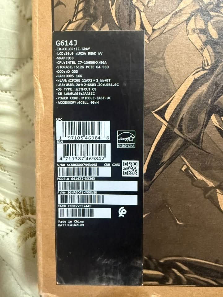 سلام عليكم لابتوب گيمنق من نوع اسوس روج ستريكس g16 كارت شاشه 4070 rtx المعالج انتل كور اي7 13650HX رامات ddr5  16g
ذاكرة تخزين 512 سعر لابتوب 1790 للتواصل ***********
