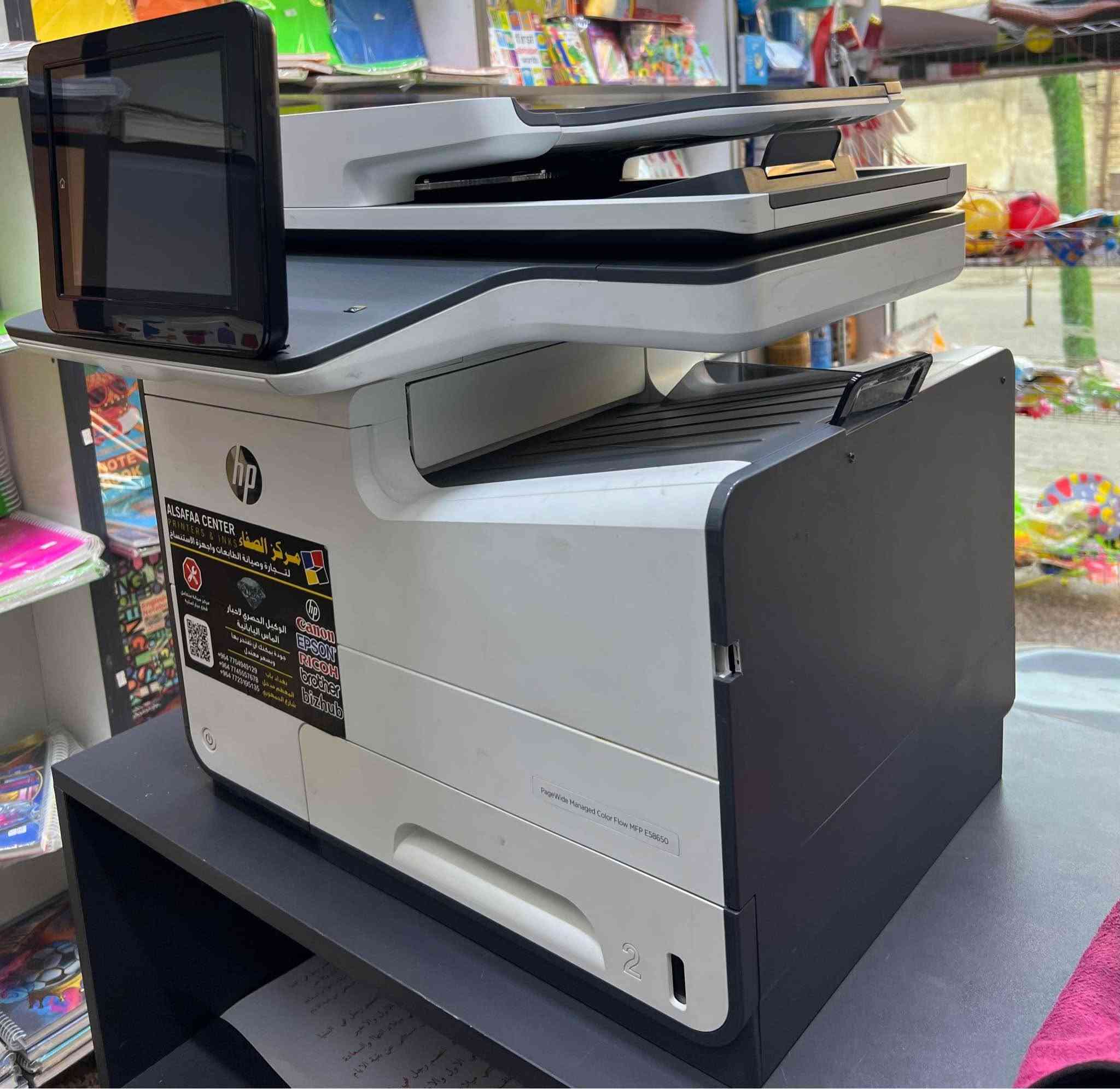 🖨️ طابعة HP PageWide Color Flow E58650 للبيع

طابعة مكتبية ومكتبية ضخمة ملونة متعددة المهام (طباعة - سحب/مسح ضوئي - استنساخ - فاكس) تتميز بتقنية PageWide فائقة السرعة والأداء العالي.

📋 أبرز المواصفات:
 * الموديل: HP PageWide Color Flow E58650
 * التقنية: PageWide (طباعة نفاثة فائقة السرعة وعالية الدقة)
 * الوظائف: طباعة ملون وأسود، استنساخ (Copy)، سحب سكنر (Scan)، فاكس (Fax)
 * المميزات:
   * السرعة العالية في الطباعة الملونة والأسود
   * دعم الطباعة والتغذية المزدوجة (وجهين تلقائياً)
   * دعم أحجام ورق متعددة (A4, A5, Letter, Legal وغيرها)
   * شاشة لمس متطورة وإمكانية الربط الشكبي

📊 عداد السحب والطباعة (Usage Page):
 * إجمالي العداد (Grand Total): حوالي 127,614 صفحة
   * الطباعة والاستنساخ الملون: ~86,634 صفحة
   * الطباعة والاستنساخ الأسود (Monochrome): ~40,980 صفحة
 * إجمالي سحب السكنر (Scan Counts): 15,891 عملية سحب

💰 السعر:
800,000 دينار عراقي (بيها مجال بسيط بالسعر)
📞 لللتواصل والاستفسار: [***********]
📍 الموقع/العنوان: [محافظة ميسان / العمارة] عمارة, ميسان
