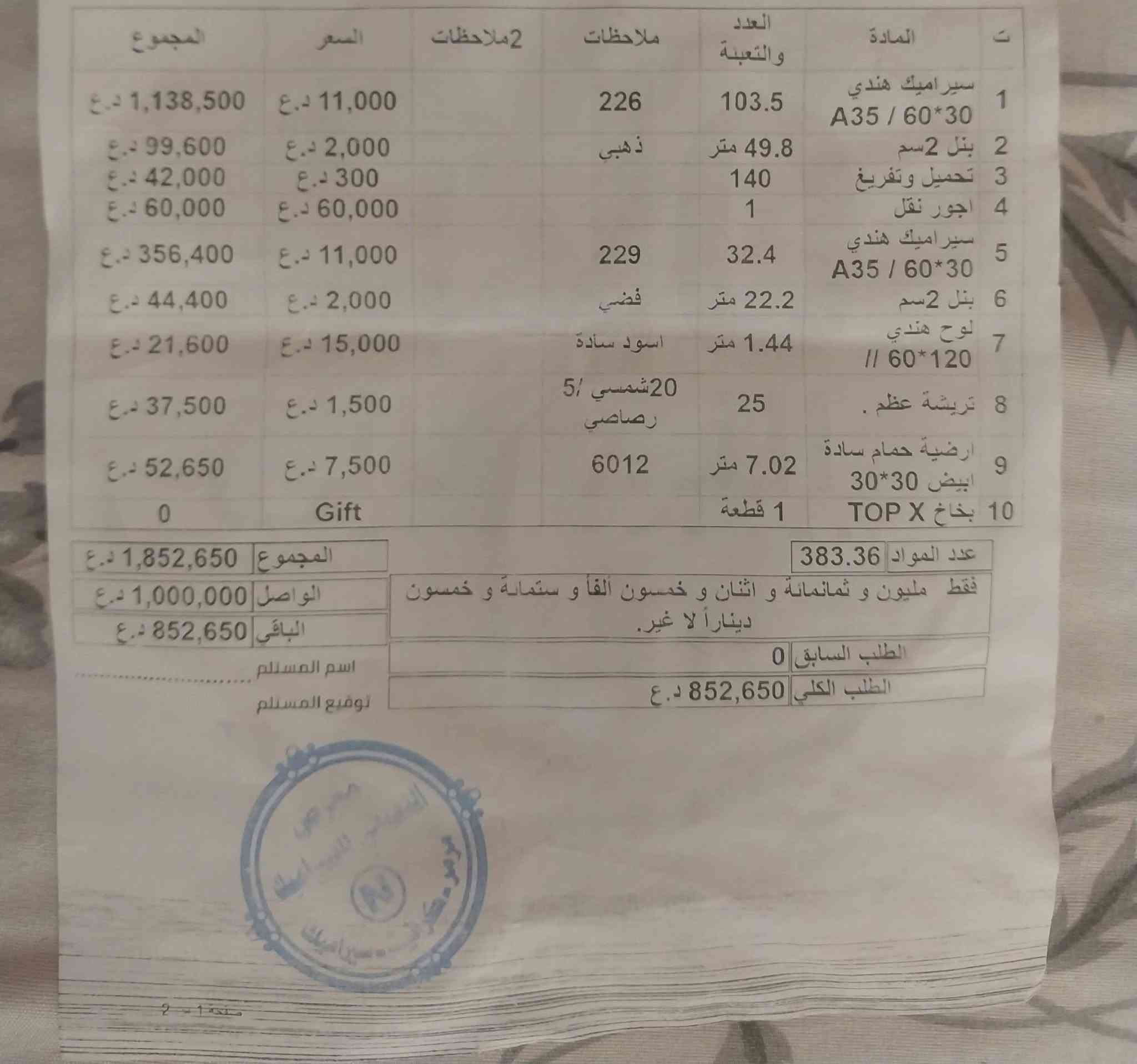 سيراميك هندي • قائمة مشتريات • كم قطعه