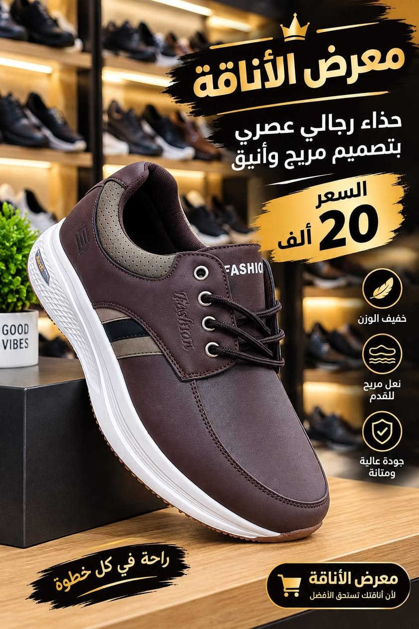 حذاء رجالي • جلدي • نعل مريح