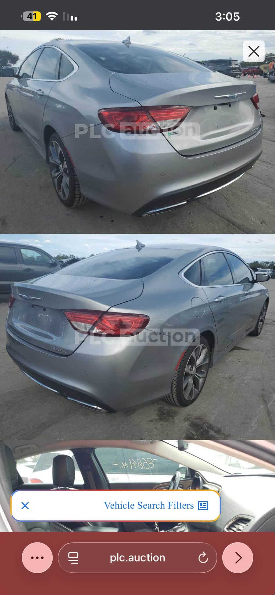 سلام عليكم c200 موديل 15 سنويه لل  2030 لون رصاصي حادثها هنا بالعراق جاملغ امامي مصبوغ ويعني قطعه وحده صبغ والبقيه بيهه بوارد شاصي سليم مكان السيارة بصرة مكينه كير نضيفات حداديه نص عمر مكينه 6 سلندر السعر 78
رقمي ***********

نص مكتوب في الصور:
- PLC auction Vehicle Search Filters plc.auction
- PLCauction Vehicle Search Filters plc.auction